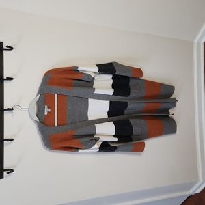 Allison Joy Cardigan-Gray, Charcoal, Cream, and Burnt Orange - XS/S